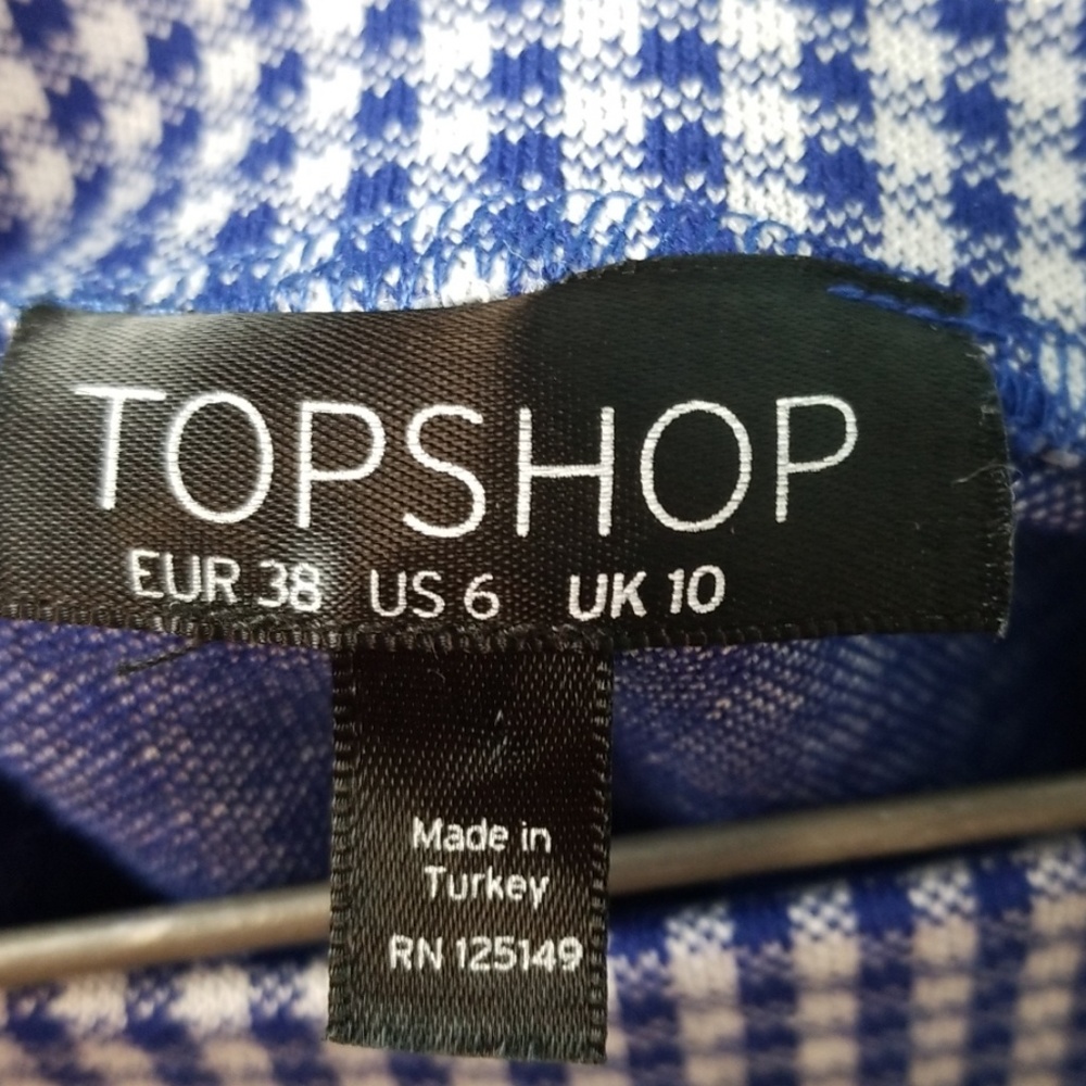 Topshop blue gingham ruffle mini skirt size 6 *C7 - Picture 3 of 3